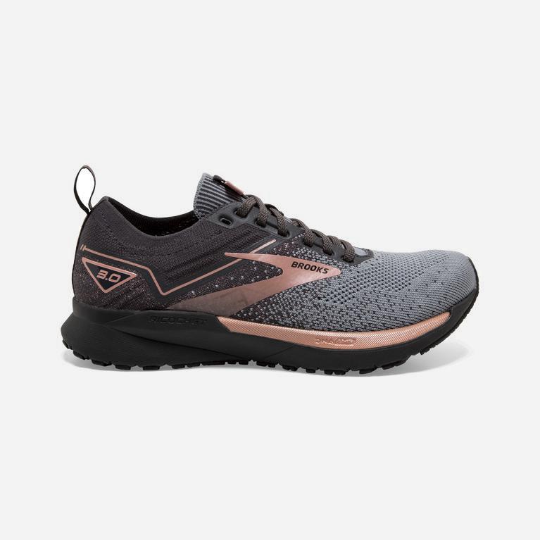 Brooks Ricochet 3 Israel - Women's Lightweight Road Running Shoes - Grey/Black/Rose Gold (05964-DRAW